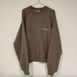 Fear of God Essentials Oversized Pullover Crewneck Sweatshirt Brown Size S